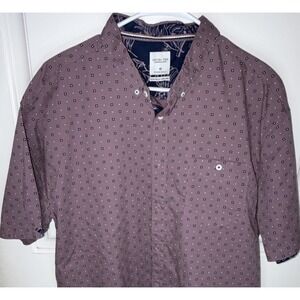 Level Ten Geometric Mauve Black White Peached Poplin Button-Up Shirt 2XL Men